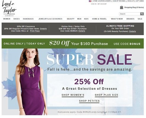 Lord and Taylor 20 - 25 off August