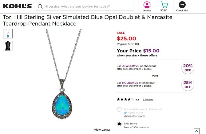 Tori Hill Blue Opal Necklace